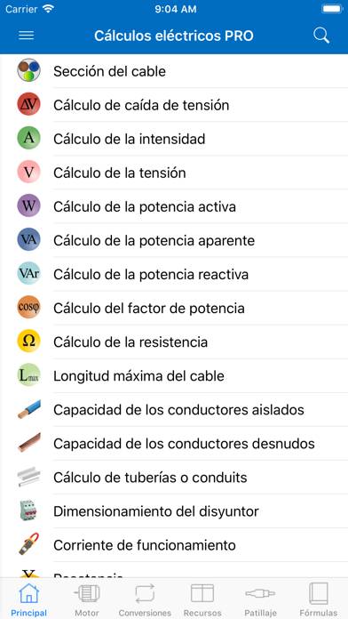 Cálculos Eléctricos PRO Bildschirmfoto