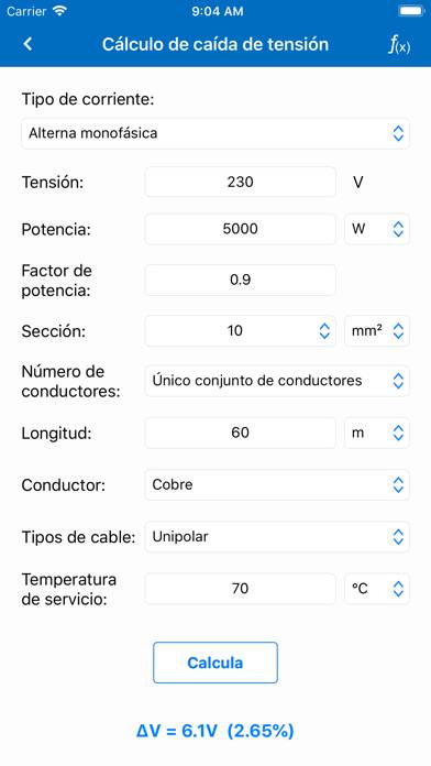Cálculos Eléctricos PRO Captura de pantalla de la aplicación #3