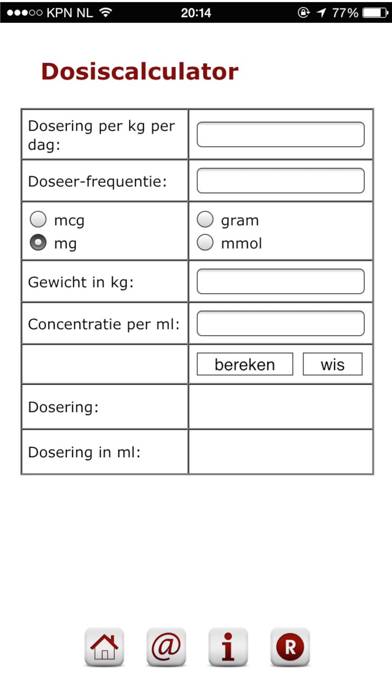 Dosiscalculator Bildschirmfoto