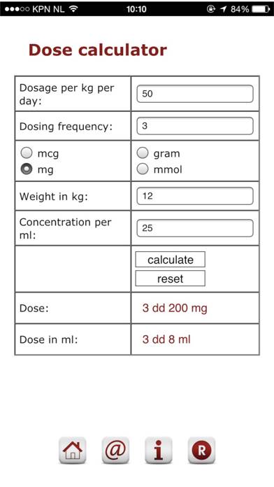 Pediatric dosage calculator App screenshot