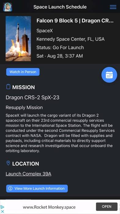 Space Launch Schedule App screenshot