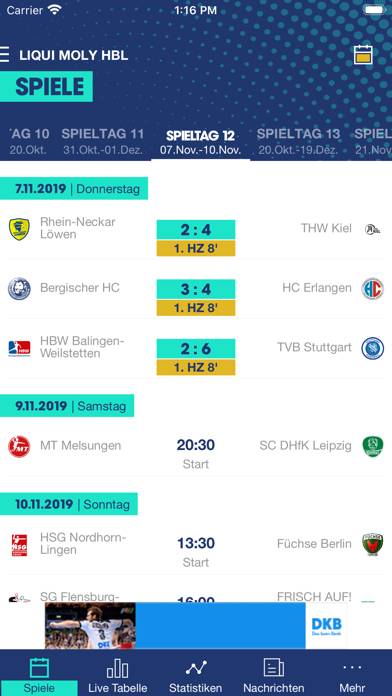 LIQUI MOLY Handball-Bundesliga App screenshot #1