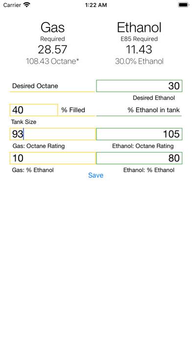 E85 Calculator App skärmdump #1