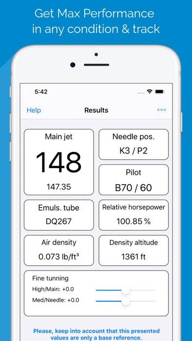 Jetting for Modena KZ Kart App screenshot #1