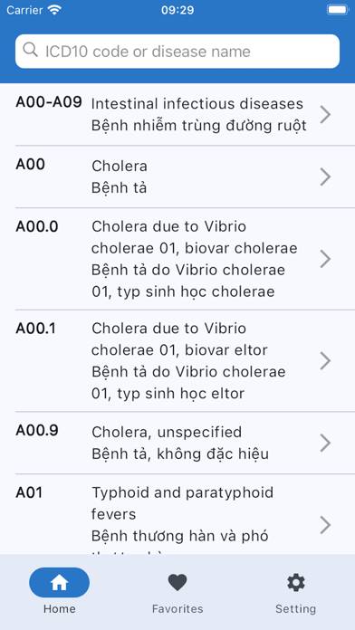 ICD-10 Dictionary Schermata dell'app