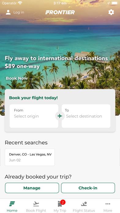 Frontier Airlines screenshot