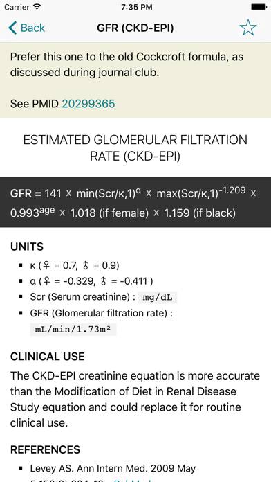 MedCalX Schermata dell'app