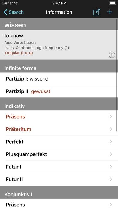 VerbForms Deutsch Captura de pantalla de la aplicación #3