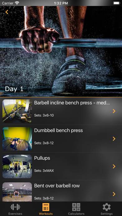 Gym Guide workouts & exercises App screenshot