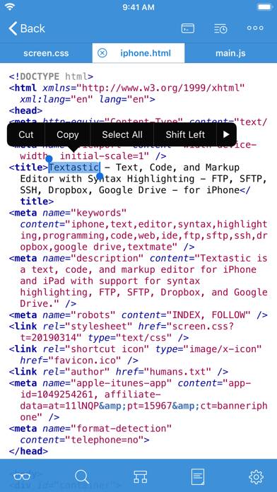 Textastic Code Editor Captura de pantalla de la aplicación #1