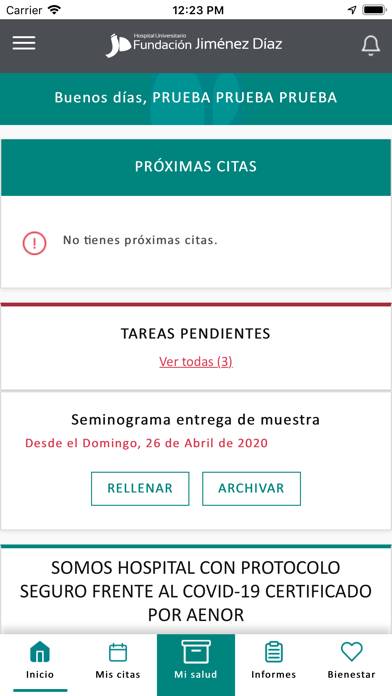 Fundación Jimenez Díaz Captura de pantalla de la aplicación
