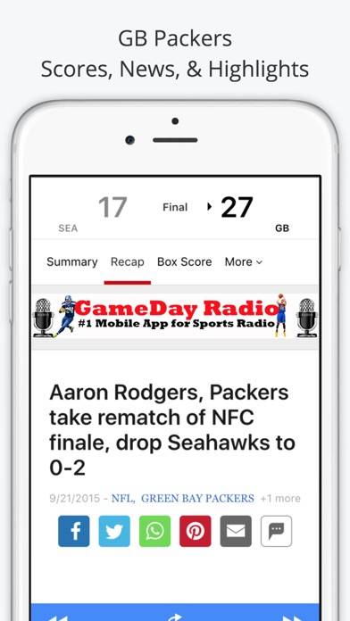 Green Bay GameDay Live Radio – Packers & Bucks Edition App screenshot