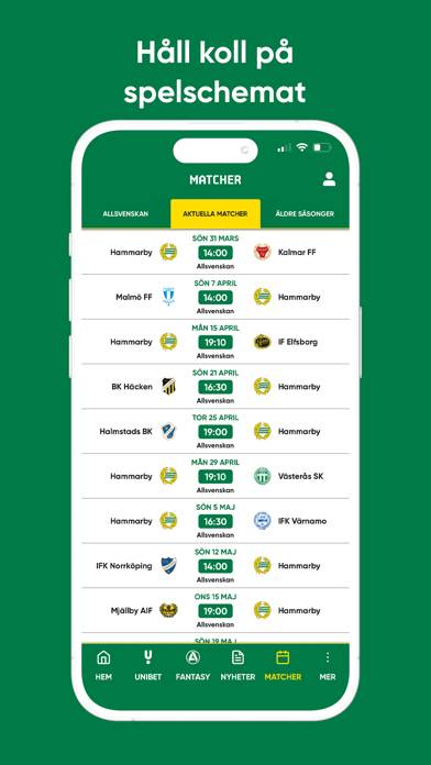 Hammarby IF Fotboll Live App skärmdump