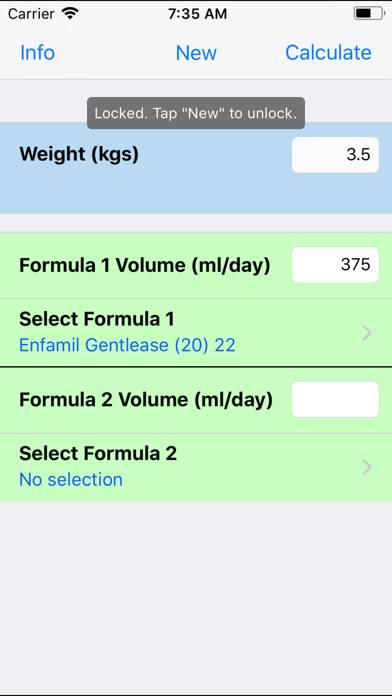 Infant Nutrition Calculator App screenshot #1