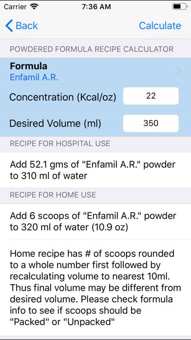 Infant Nutrition Calculator App screenshot #4