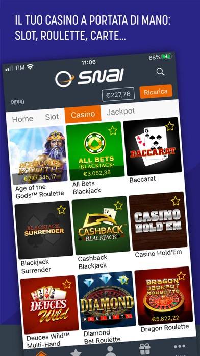 SNAI Casino Blu Schermata dell'app #1