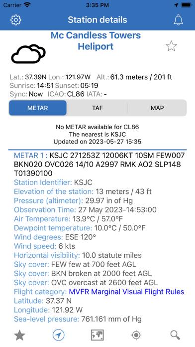 NOAA Aviation Live Sky Weather Captura de pantalla de la aplicación #1