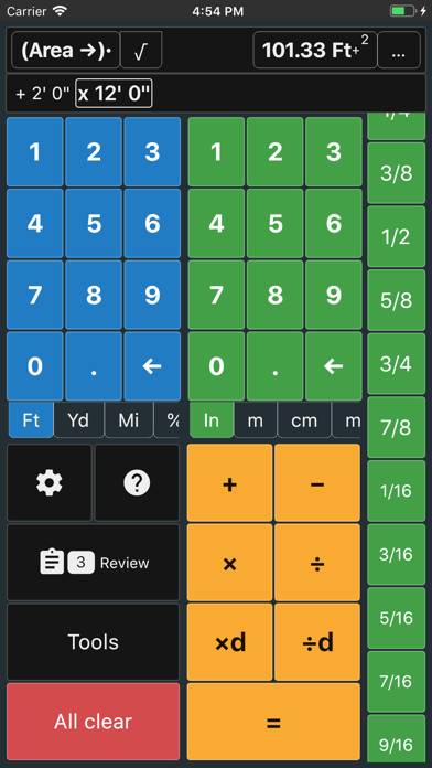 Feet and Inches Calculator App screenshot