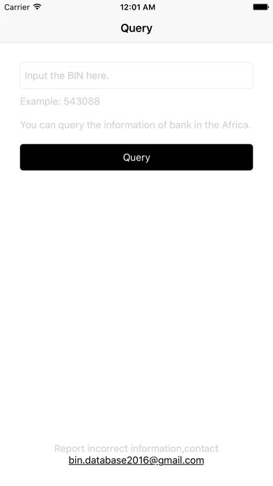 BIN Database for Africa App screenshot