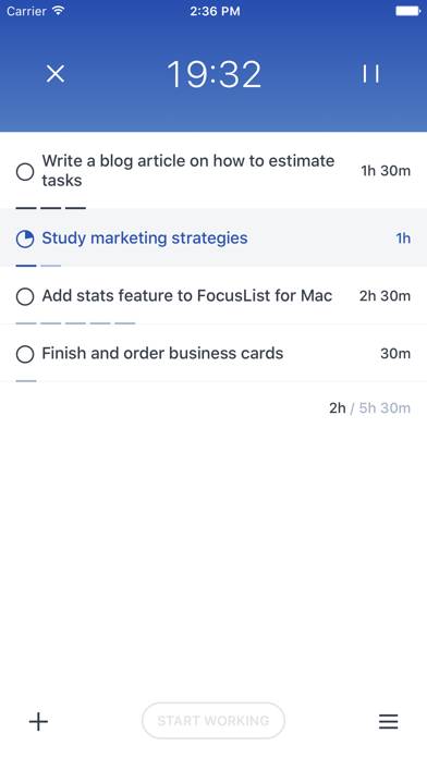 FocusList: Focus Timer Captura de pantalla de la aplicación #1