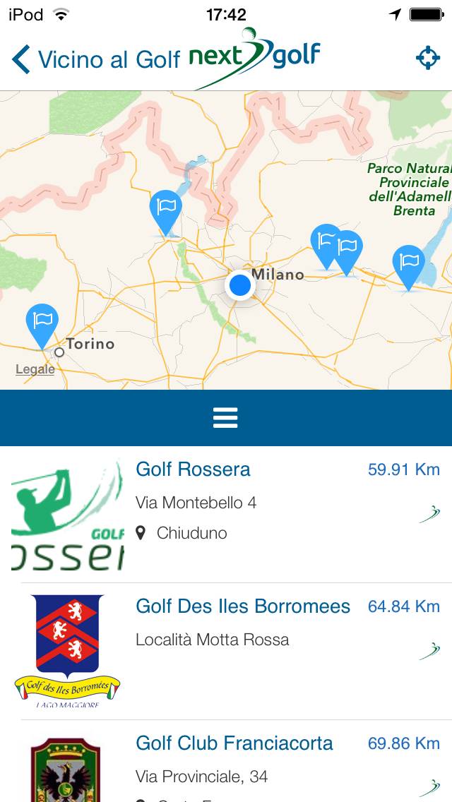 NextGolf App skärmdump