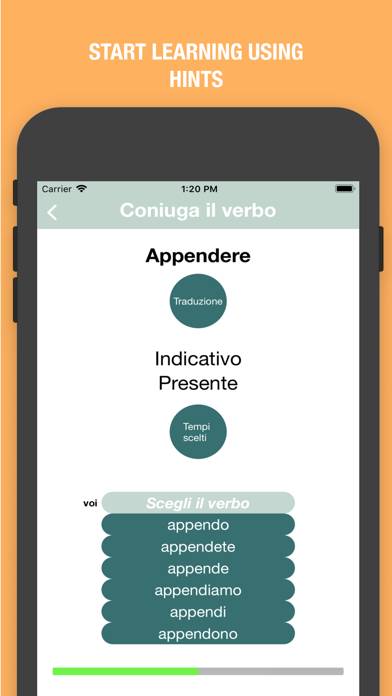 Italian Verbs Quiz Schermata dell'app #1