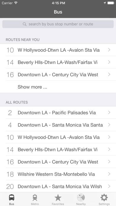 LA Metro and Bus App screenshot