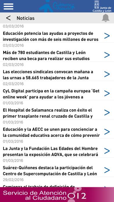 JCyL Captura de pantalla de la aplicación