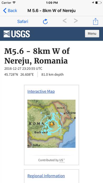 Earthquake M4.5 plus App skärmdump #3