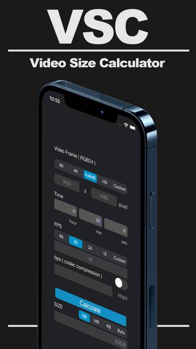 Video Size Calculator immagine dello schermo