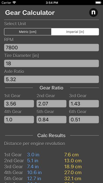 Gear Calculator Plus Captura de pantalla de la aplicación #6