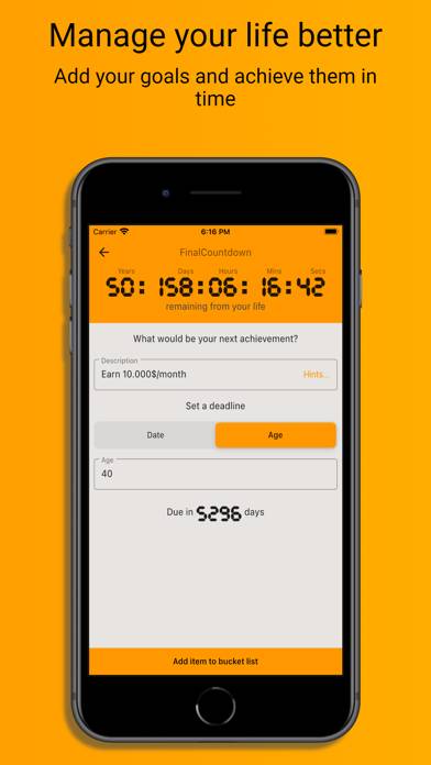 FinalCountdown Bucket List App App screenshot #3