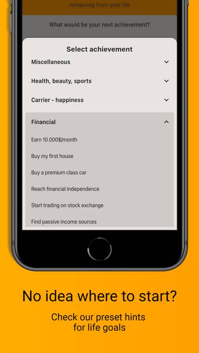 FinalCountdown Bucket List App Captura de pantalla de la aplicación #4