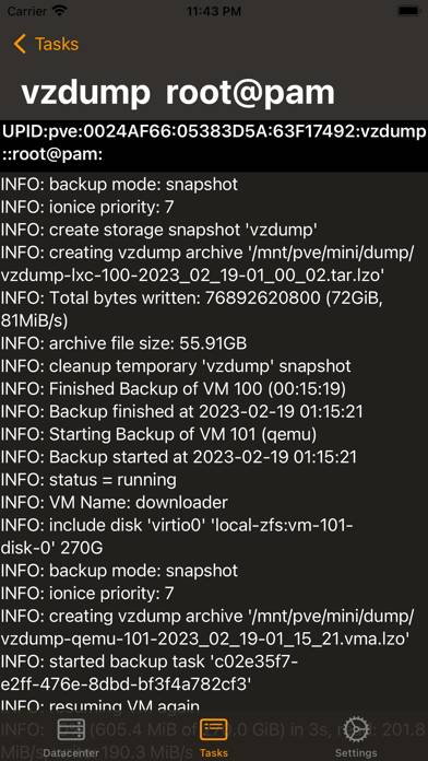 PVE Remote for Proxmox Schermata dell'app