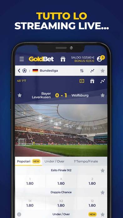 GoldBet Scommesse Sportive Schermata dell'app