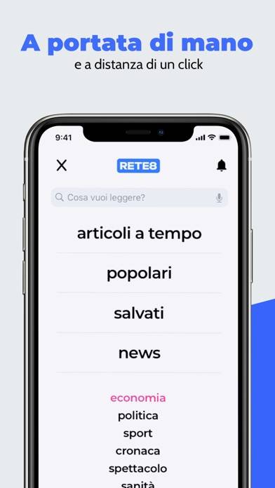 Rete8 Schermata dell'app