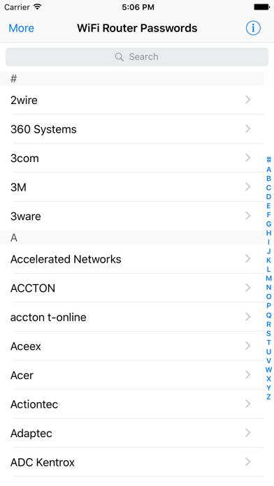 Offline Wi-Fi Router Passwords App screenshot #1