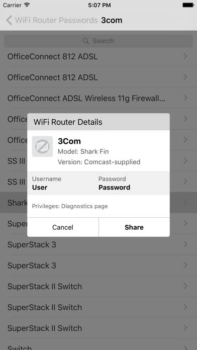 Offline Wi-Fi Router Passwords Schermata dell'app