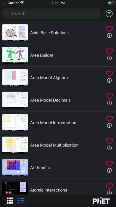 Simulations PhET capture d'écran