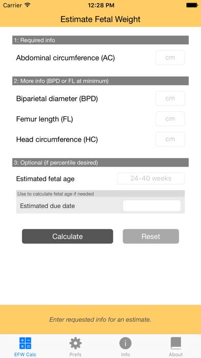 Fetal Weight Calculator Schermata dell'app #1