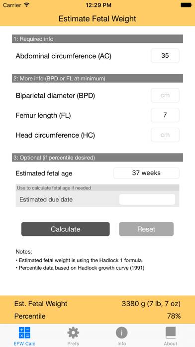 Fetal Weight Calculator Schermata dell'app #2