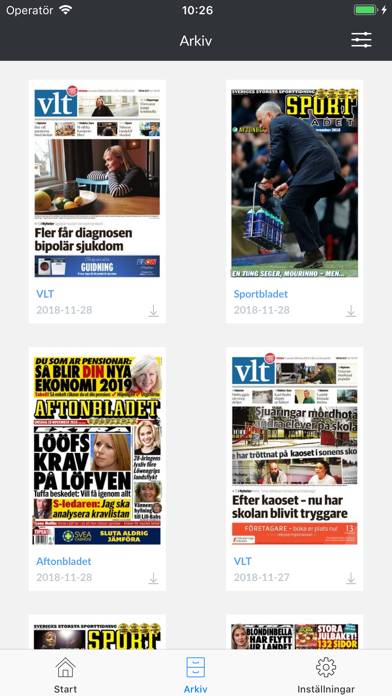 VLT e-tidning App skärmdump