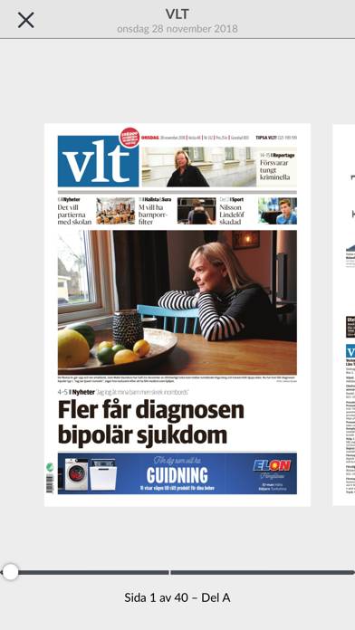 VLT e-tidning App skärmdump