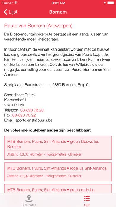 Mountainbikeroutes België App-Screenshot