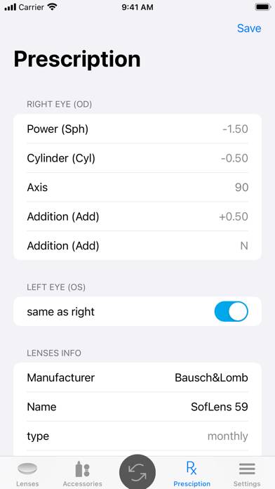 Contact Lenses Tracker Premium App screenshot