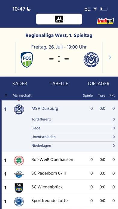 MSV Duisburg App-Screenshot