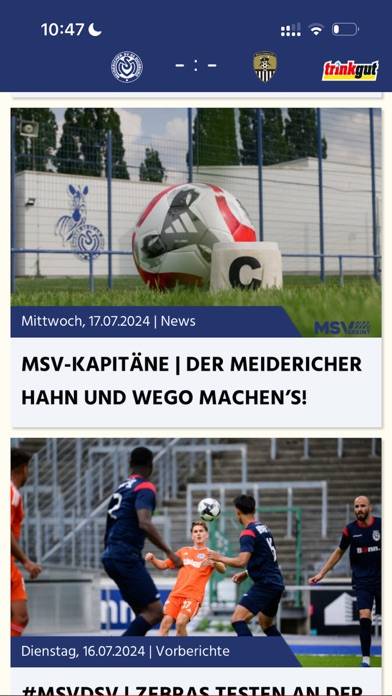 MSV Duisburg App-Screenshot