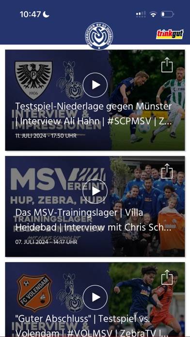 MSV Duisburg App-Screenshot