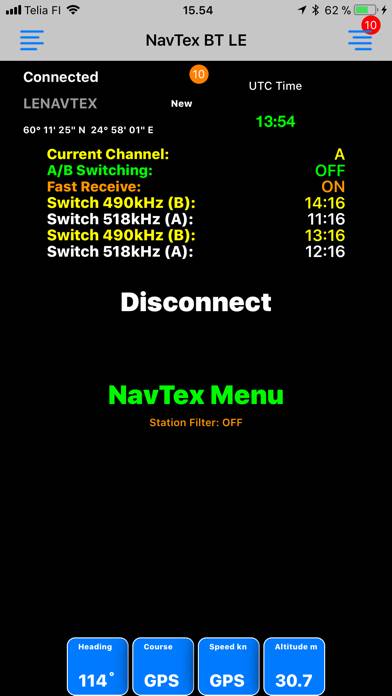 Nasa NavTex BT LE captura de pantalla