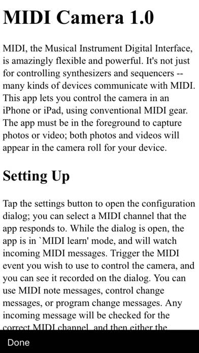MIDI Camera App skärmdump